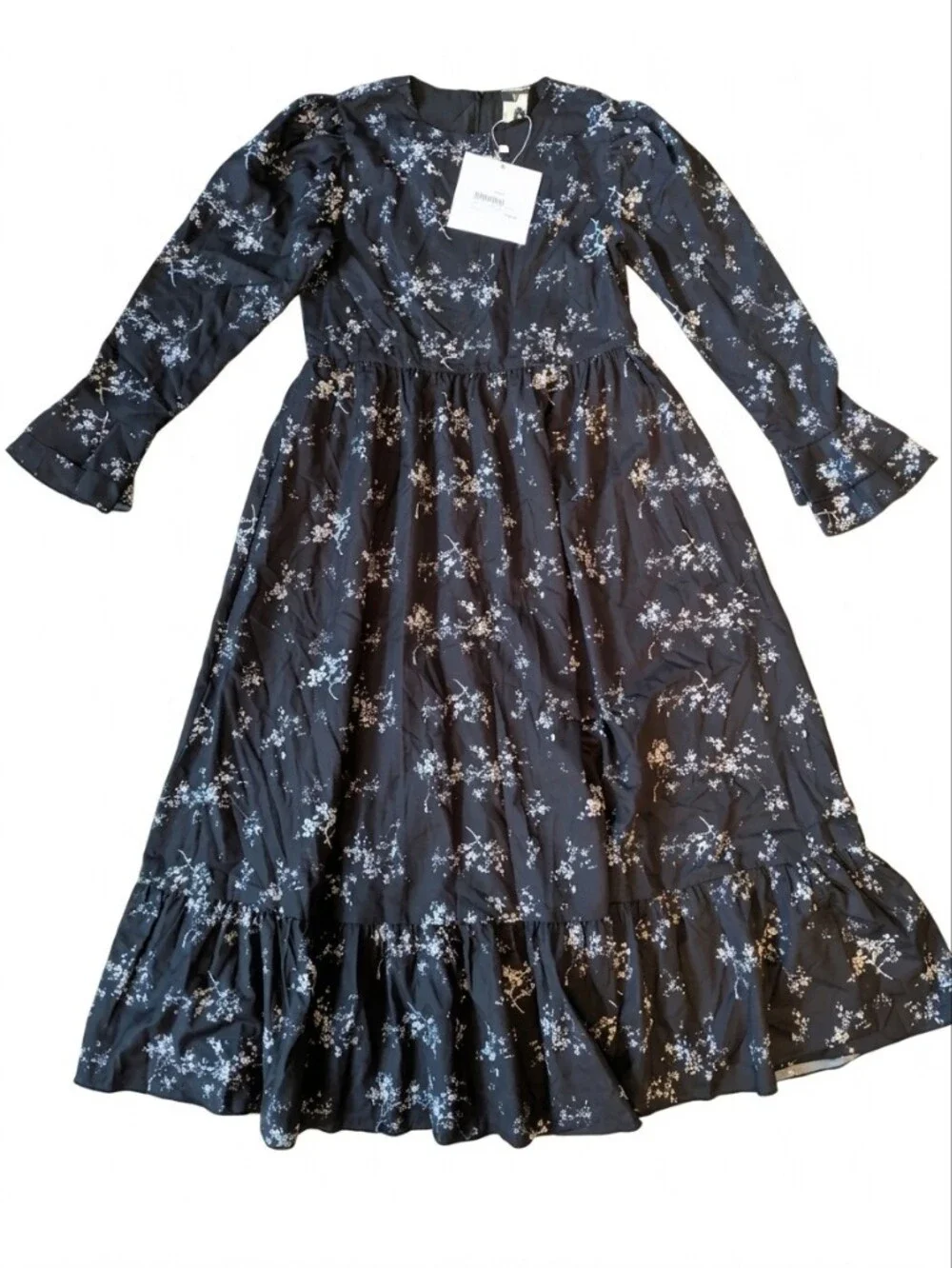 AFour NWT Modest Floral Tiered Maxi Dress 10 XS Cottagecore Whimsigoth Ruffle